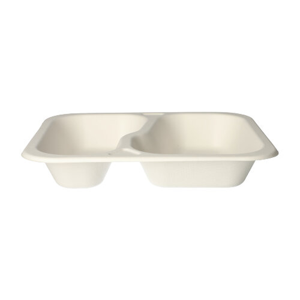 PAPSTAR Siegelschalen Zuckerrohr 2-geteilt 1000 ml 4,2 cm x 21,2 cm x 25 cm