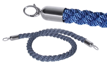 Contacto Abgrenzungsseil, blau, 150 cm ohne Samtummantelung, chrom