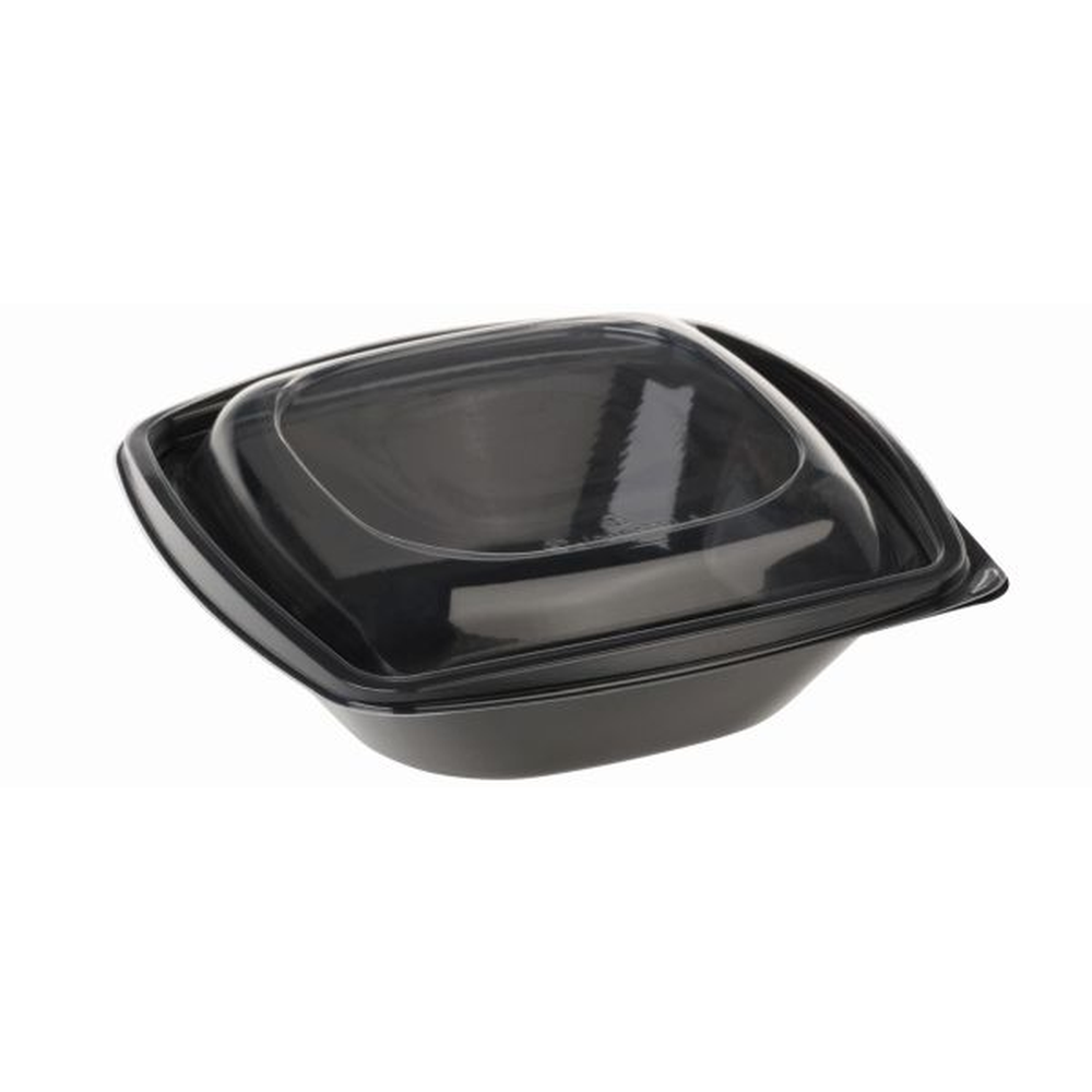 Pacovis Salatschale PLA 360ml schwarz, 126x126x72mm m.Deckel transp.