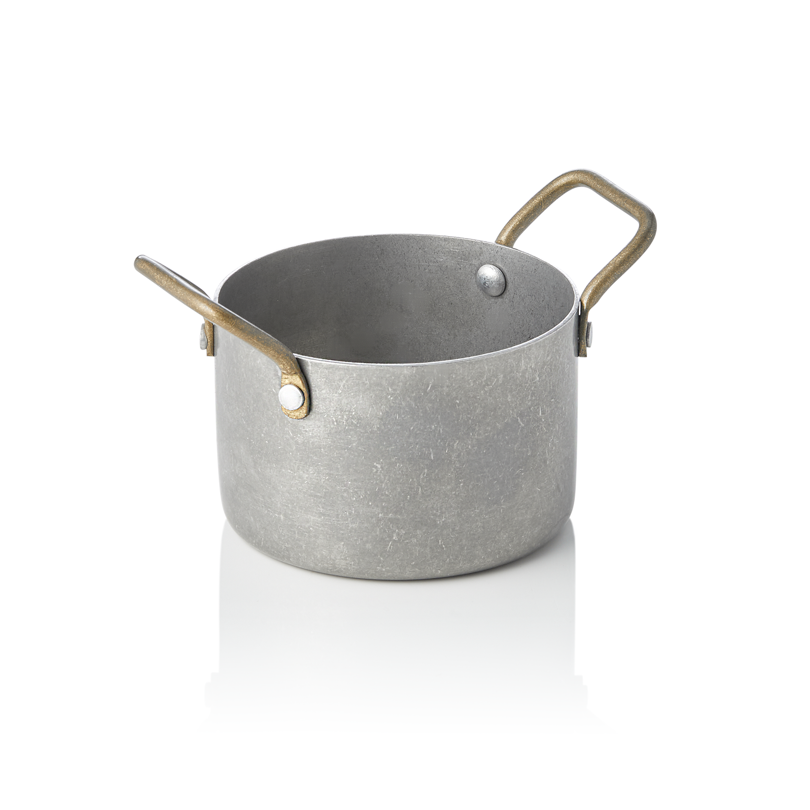 WAS Serviertopf STEEL & STYLE mit 2 Messinggriffen, 310 ml, Ø 9 cm, vintage, Mes
