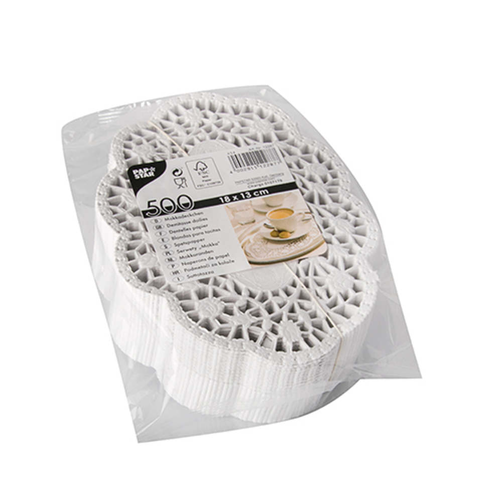 Papstar Mokkadeckchen oval 18 cm x 13 cm weiss