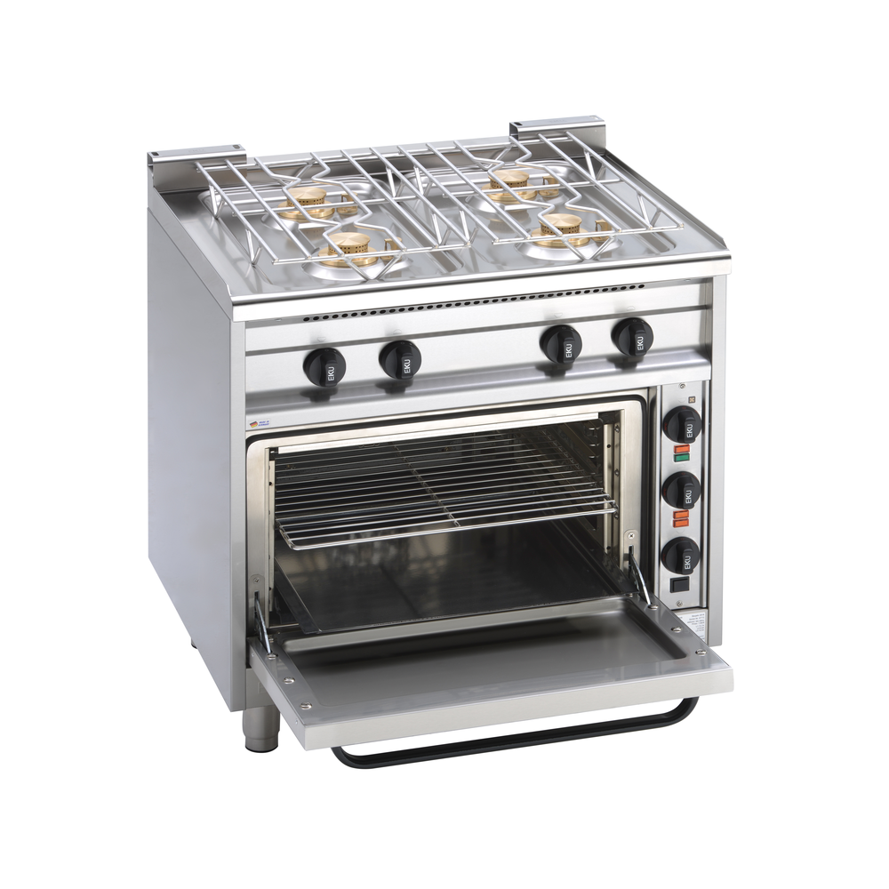 EKU Gasherd POWERBURNER 4 Kochstellen Elektro-Backofen