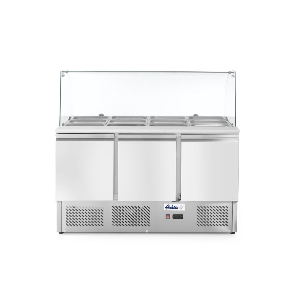 Saladbar, Kühlvitrine, Glasabdeckung, Edelstahl, Beleuchtung
