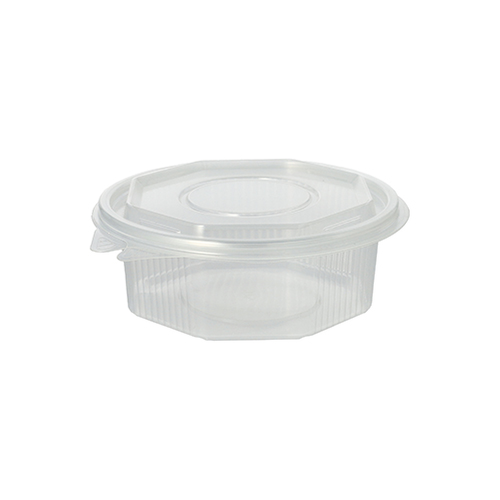PAPSTAR Verpackungsbecher mit Klappdeckeln, PP 8-eckig 375 ml 4,2 cm x 11 cm