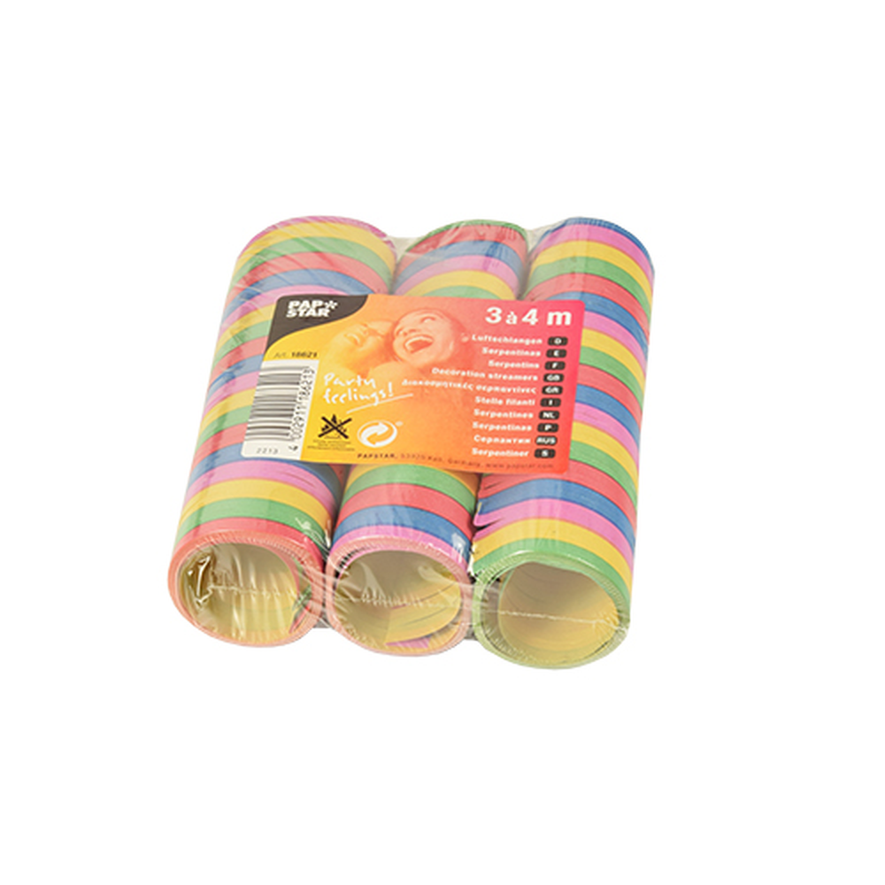 Papstar Luftschlangen 4 m "Stripes" flammhemmend