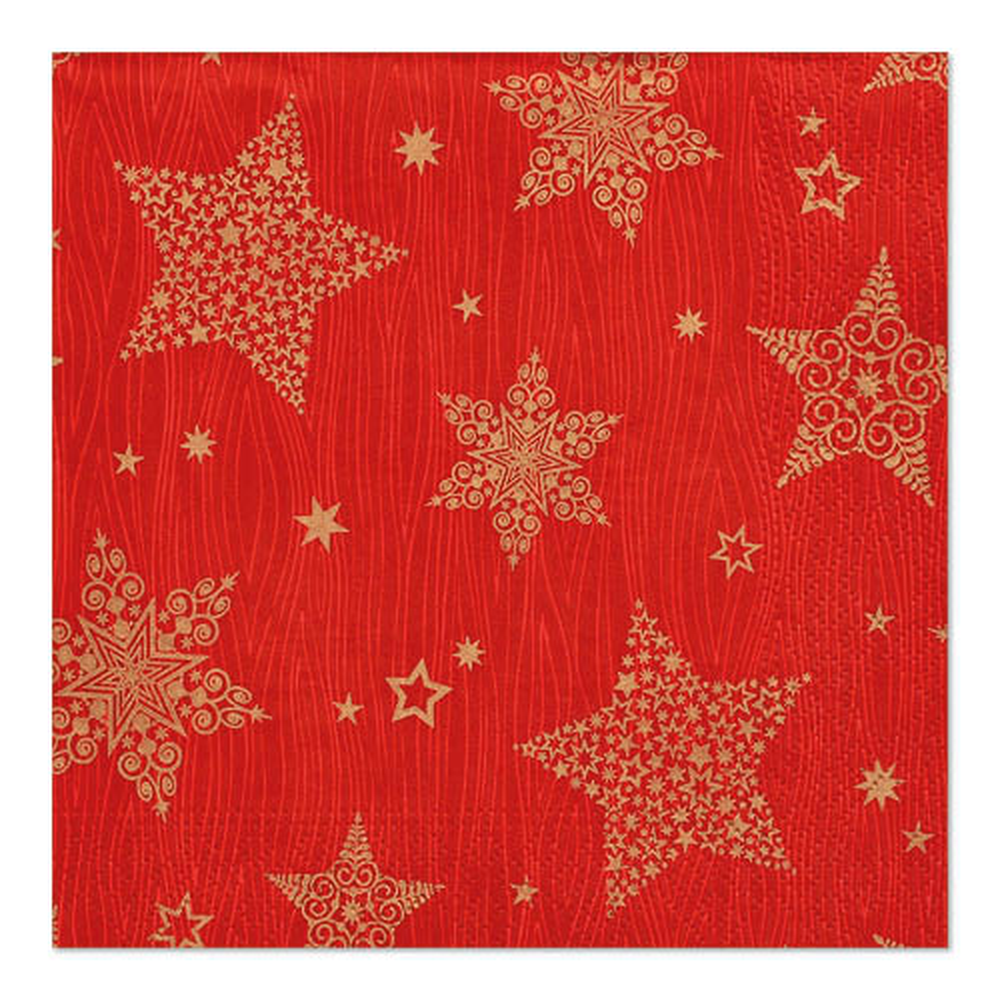 Papstar Servietten, 3-lagig 1/4-Falz 33 cm x 33 cm rot "Christmas Shine"