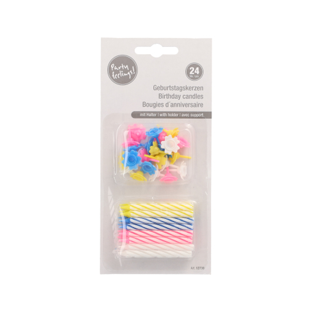 Papstar Geburtstagskerzen mit Halter 6 cm farbig sortiert