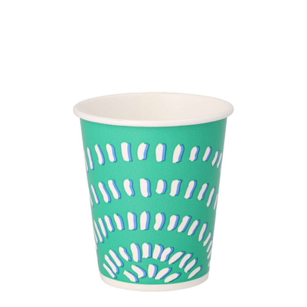 Papstar Trinkbecher für Kaltgetränke, Pappe 0,2 l Ø 8 cm · 8,8 cm grün "Rays"