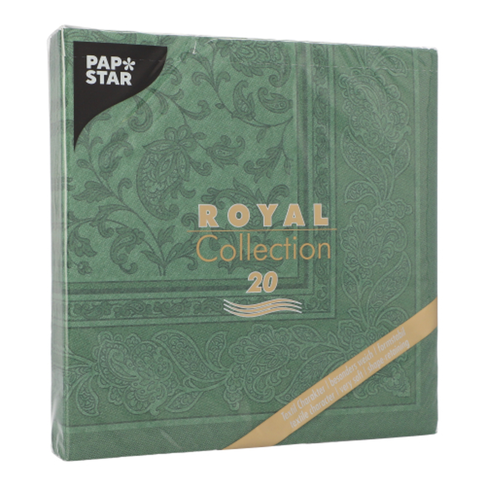 PAPSTAR Servietten ROYAL Collection 1/4-Falz 40 cm x 40 cm dunkelgrün Orn