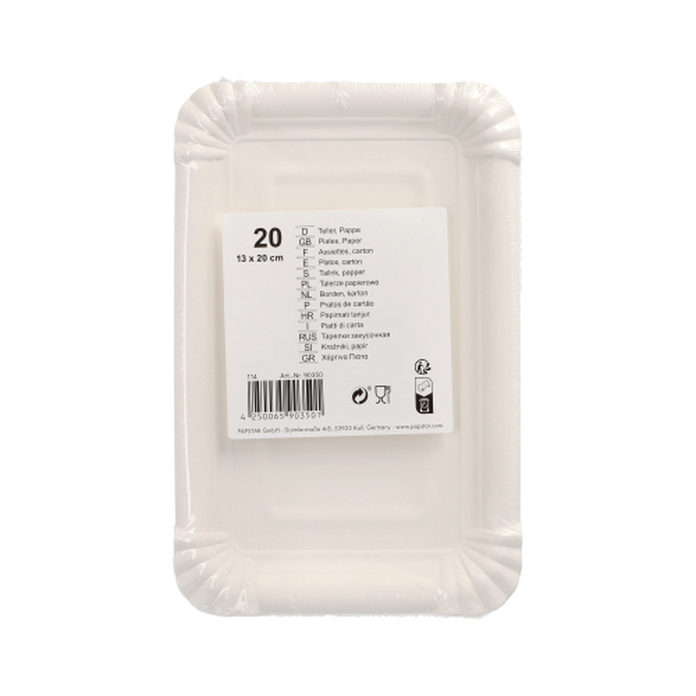Papstar Teller, Pappe eckig 13 cm x 20 cm weiss
