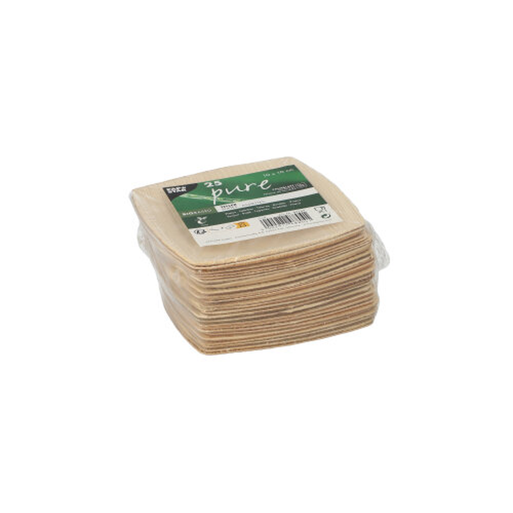 Papstar Teller, Palmblatt "pure" 10 cm x 10 cm natur "QUADRATO"