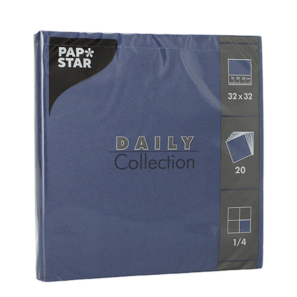 Papstar Servietten "DAILY Collection" 1/4-Falz 32 cm x 32 cm dunkelblau