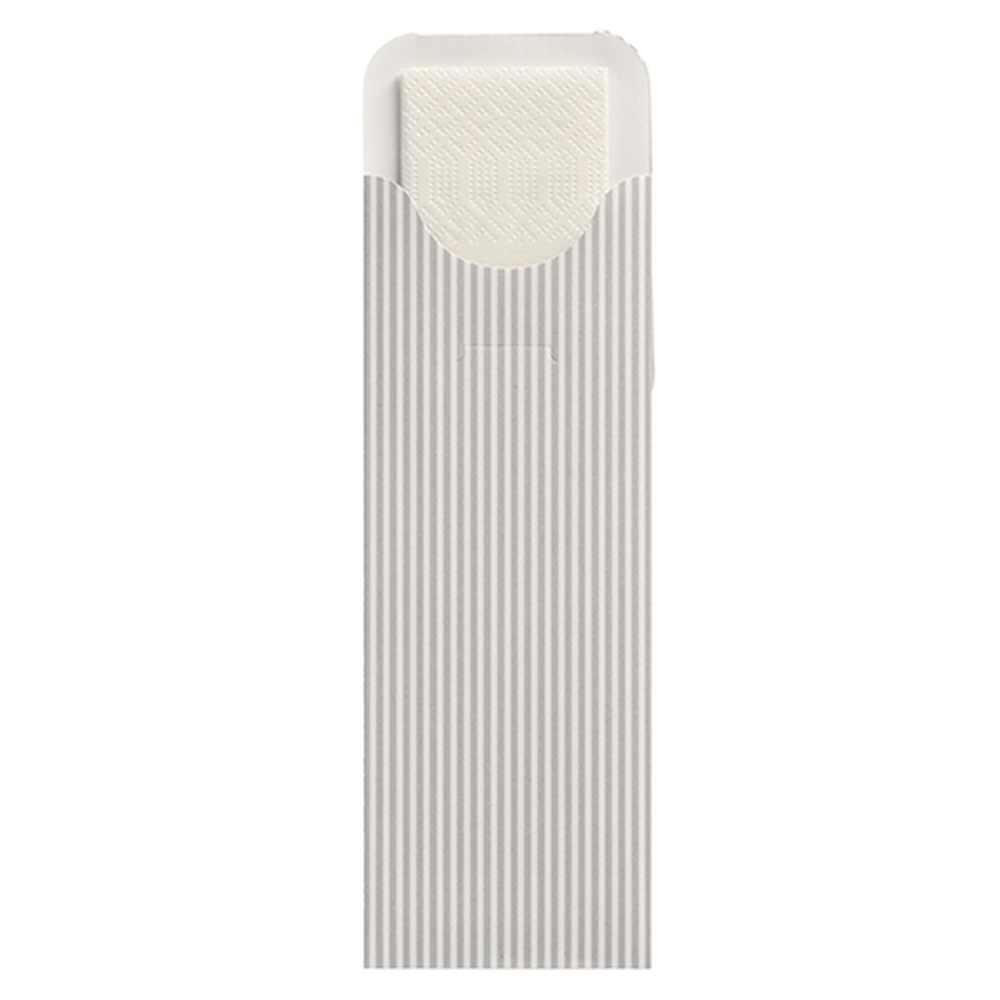 PAPSTAR Bestecktaschen 23,5 cm x 7,3 cm weiss Lines inkl. weißer Serviette