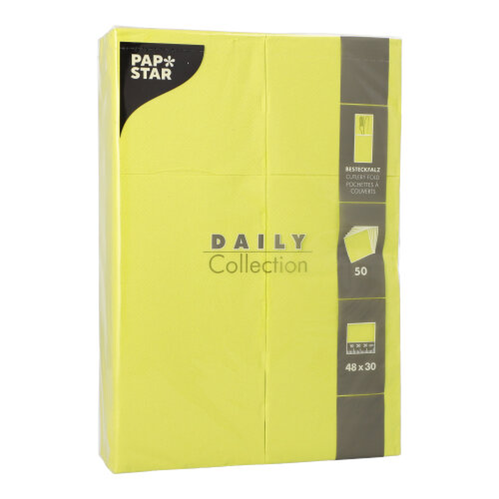 Papstar Servietten "DAILY Collection" 48 cm x 30 cm limonengrün mit Besteckfalz