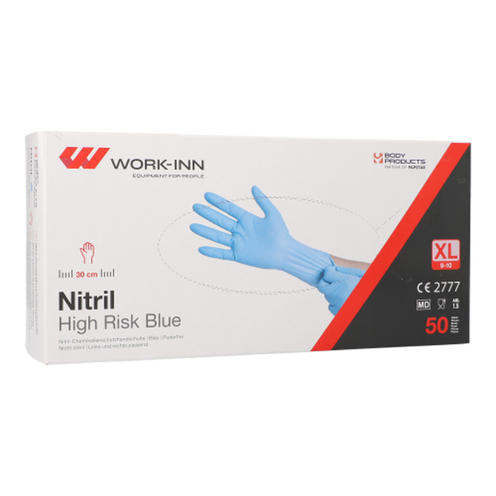 Papstar "WORK-INN" Handschuhe Nitril puderfrei "High Risk" blau Größe: XL