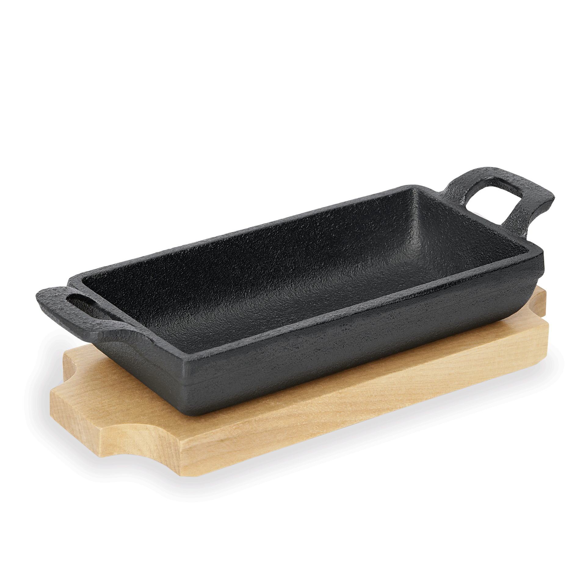 WAS Mini Servierpfanne IRON DINING, mit Holzuntersetzer, 18 x 9,5 x 3 cm, Gussei