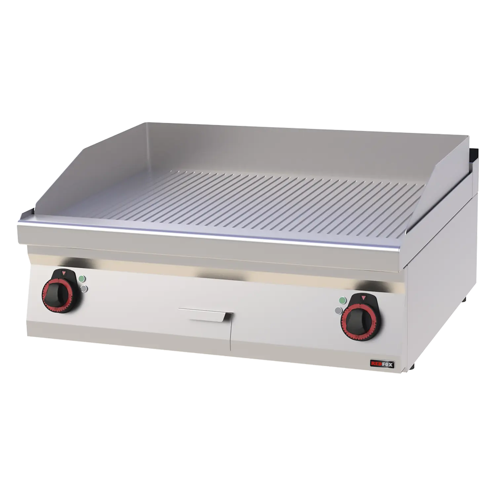 RM Gastro Grillplatte 80x51 elektrisch geriffelt ohne Unterbauten 400 V / REDFOX