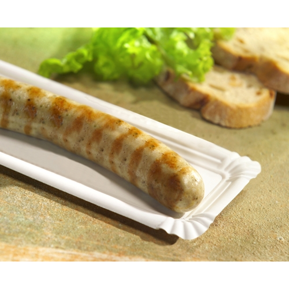 Papstar Teller, Pappe "pure" eckig 8 cm x 21 cm weiss mit Anfasser