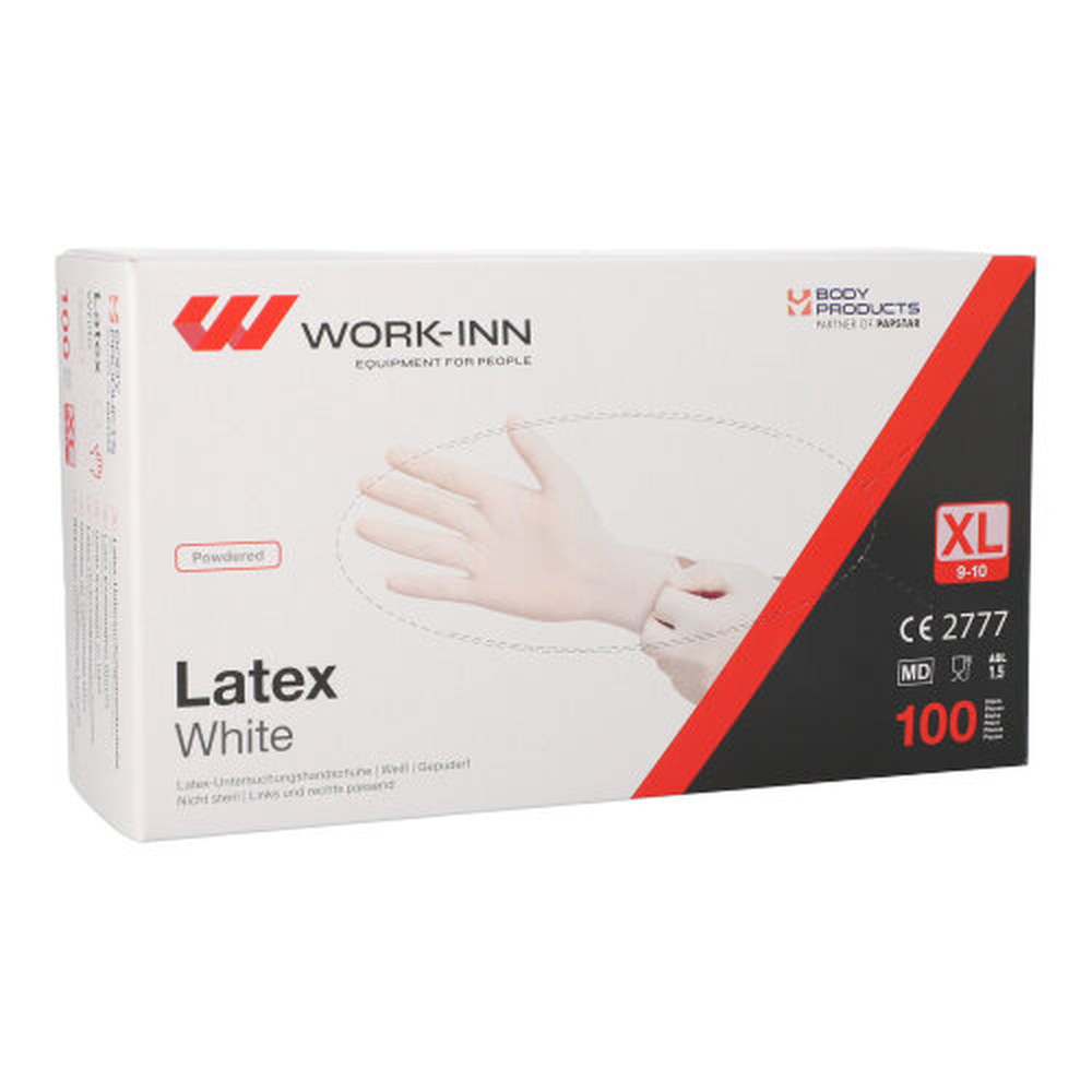 Papstar "WORK-INN" Handschuhe, Latex gepudert "White" weiss - natur Größe: XL