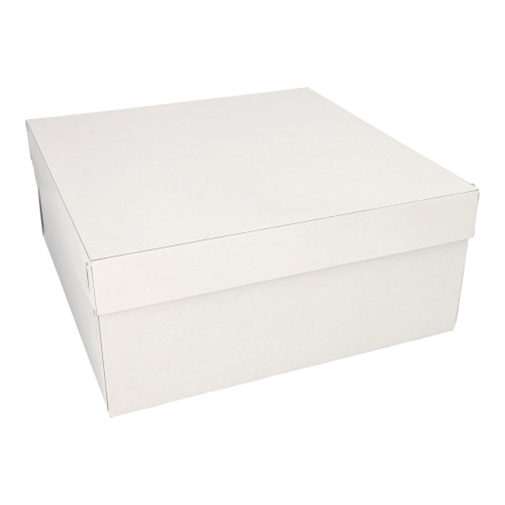 Papstar Tortenkartons, mit Deckel, Pappe eckig 30 cm x 30 cm x 13 cm weiss