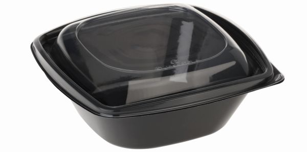 Pacovis Salatschale PLA 960ml schwarz, 192x192x78mm m.Deckel transp.