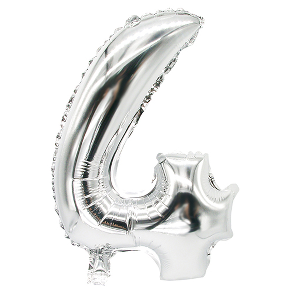 Papstar Folienluftballon 35 cm x 20 cm silber "4"
