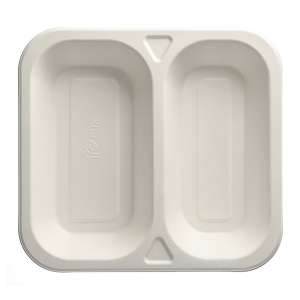 PAPSTAR Siegelschalen Zuckerrohr 2-geteilt 1250 ml 4,2 cm x 24,5 cm x 26,5 cm