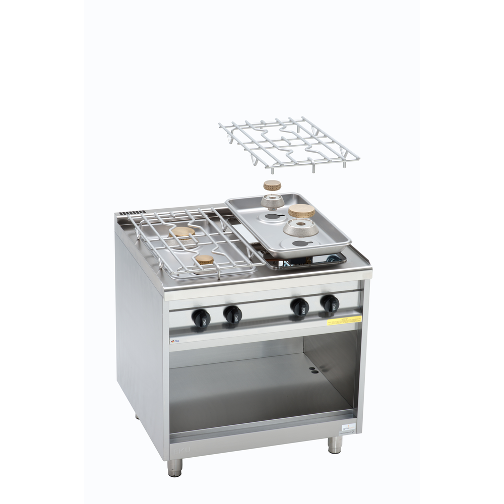 EKU Gasherd POWERBURNER 4 Kochstellen vorne offen