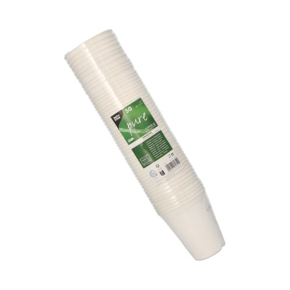 PAPSTAR Trinkbecher Zuckerrohr pure 0,3 l Ø 9 cm · 10 cm weiss für Heißgetr