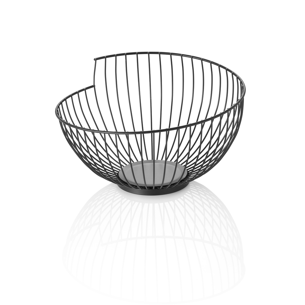WAS Korb, Ø 28 cm, Höhe 16,5 cm, schwarz pulverbeschichtet, Metall
