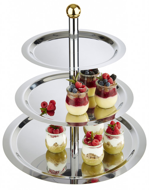 APS Etagere -Finesse-, 3-stufig ca. Ø 48/38/32 cm, Höhe 50 cm , Edelstahl