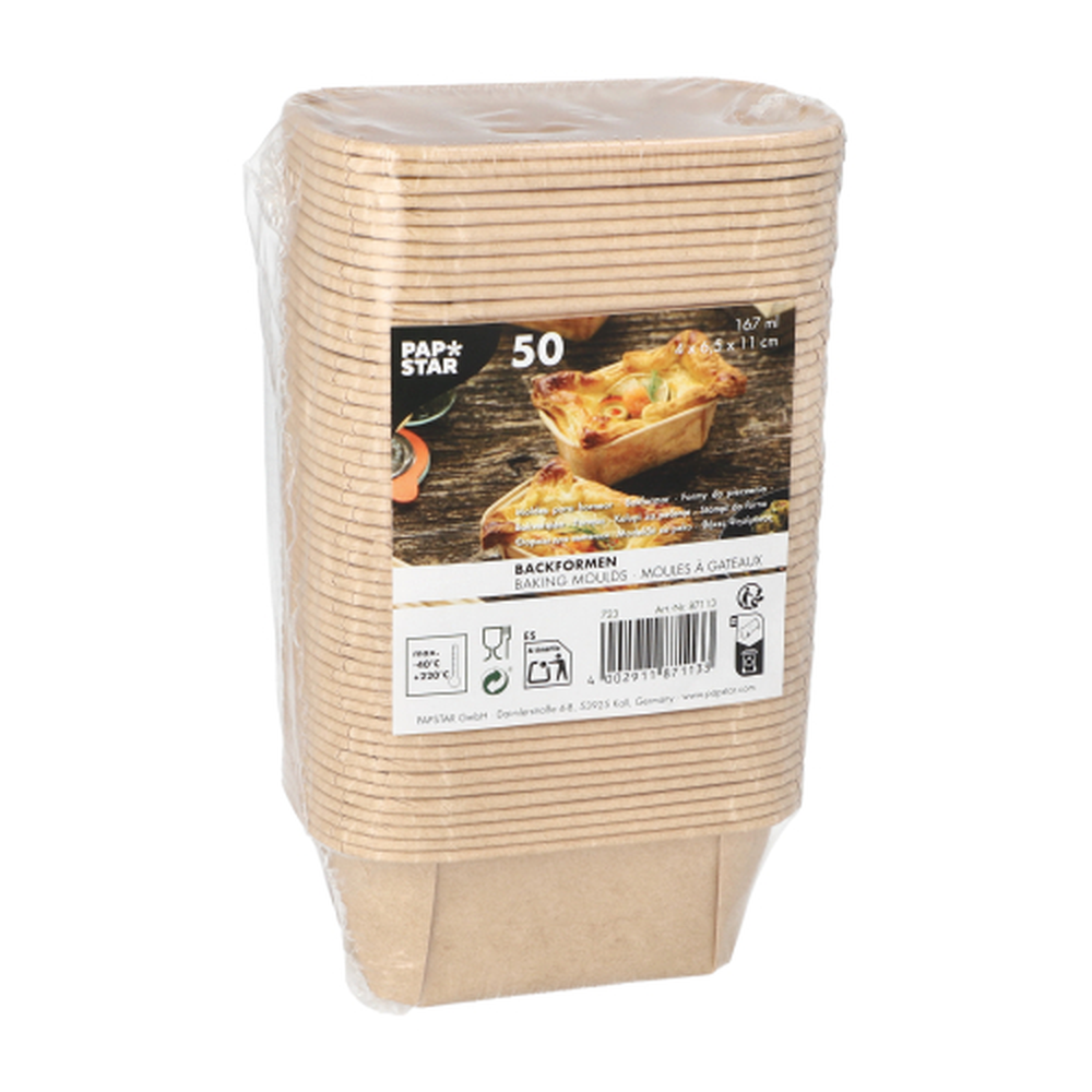 Papstar Backformen eckig 167 ml 4 cm x 6,5 cm x 11 cm braun
