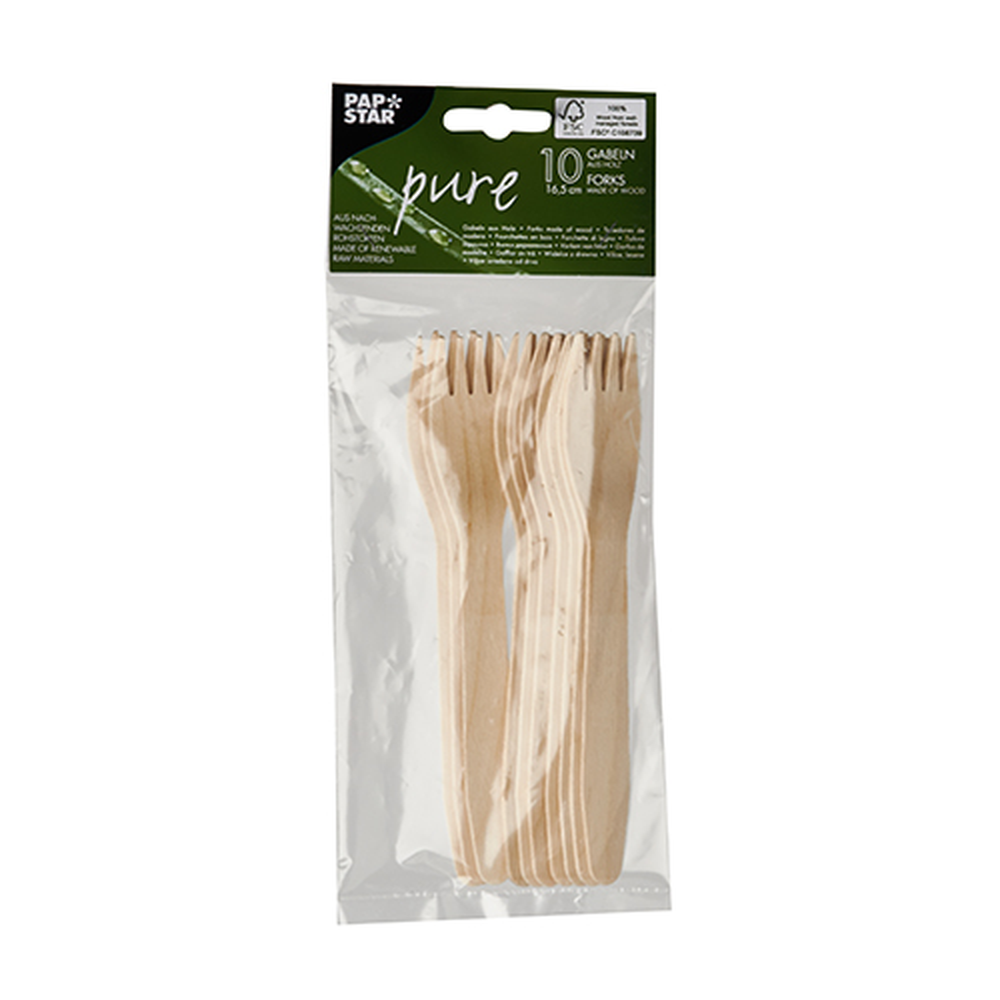 Papstar Gabeln, Holz "pure" 16,5 cm