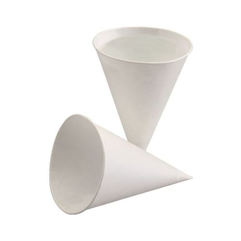 PAPSTAR Spitzbecher, Zuckerrohrpapier 100 ml Ø 7 cm · 9,5 cm weiss mit Palmw