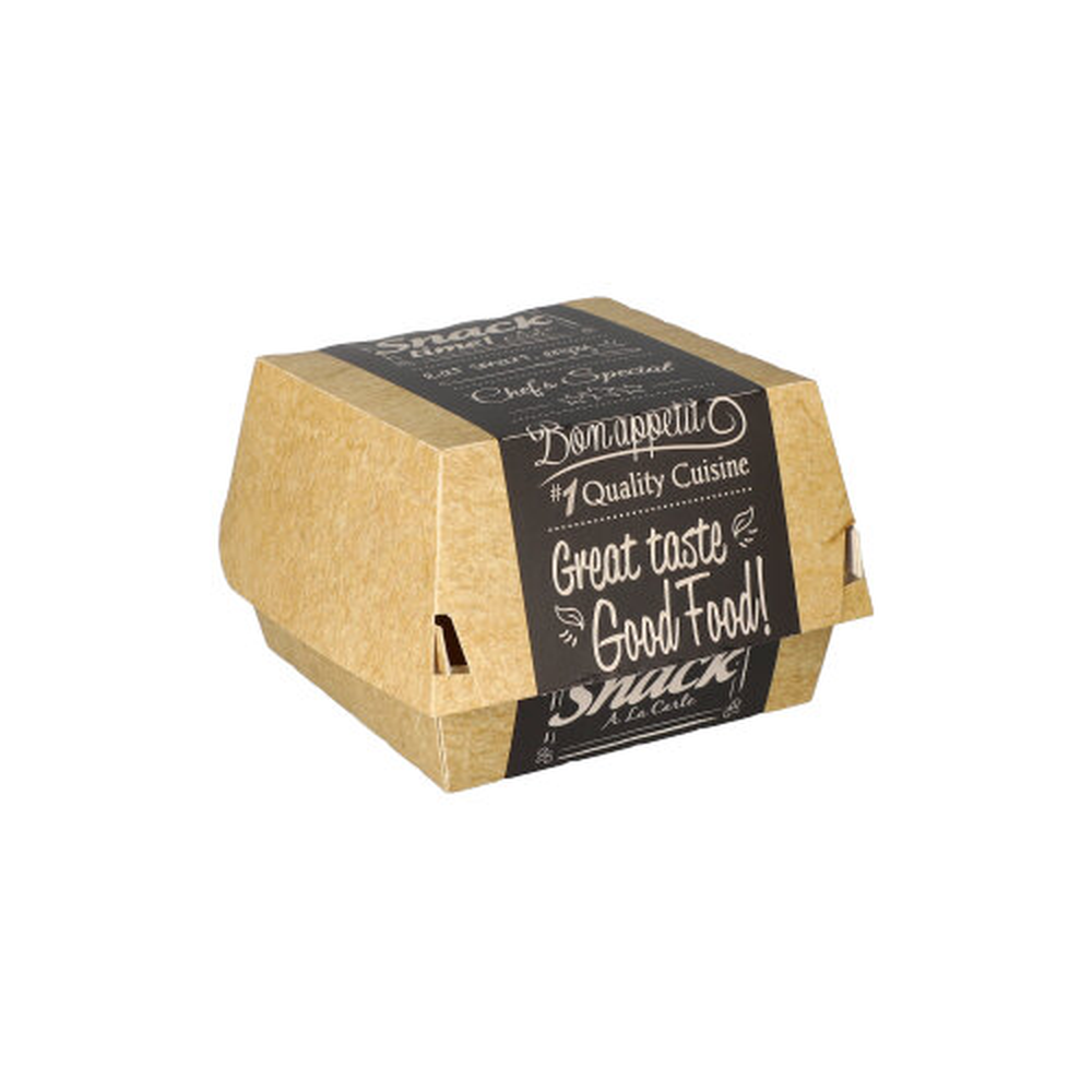Papstar Burgerboxen, Pappe "pure" 7 cm x 9 cm x 9 cm "Good Food" klein