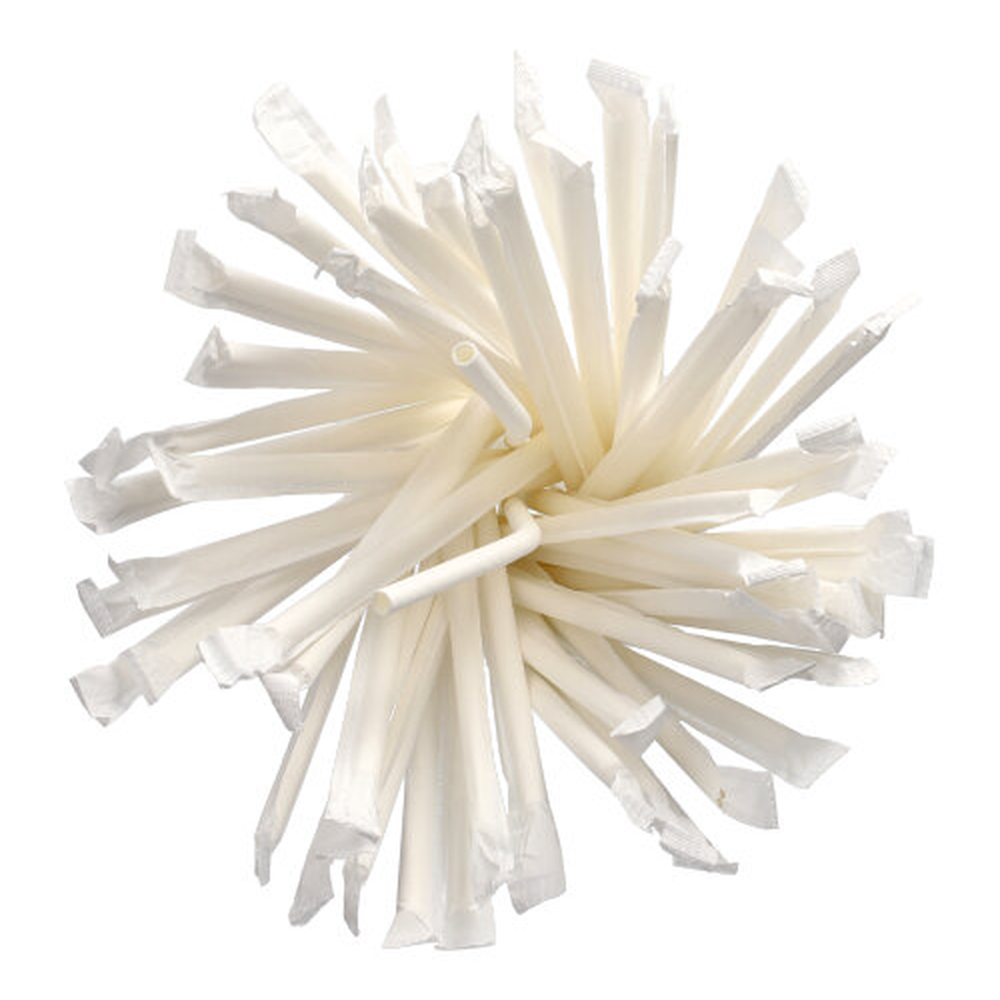Papstar Trinkhalme, flexibel, Papier "pure" Ø 6 mm · 20 cm weiss einzeln gehüllt