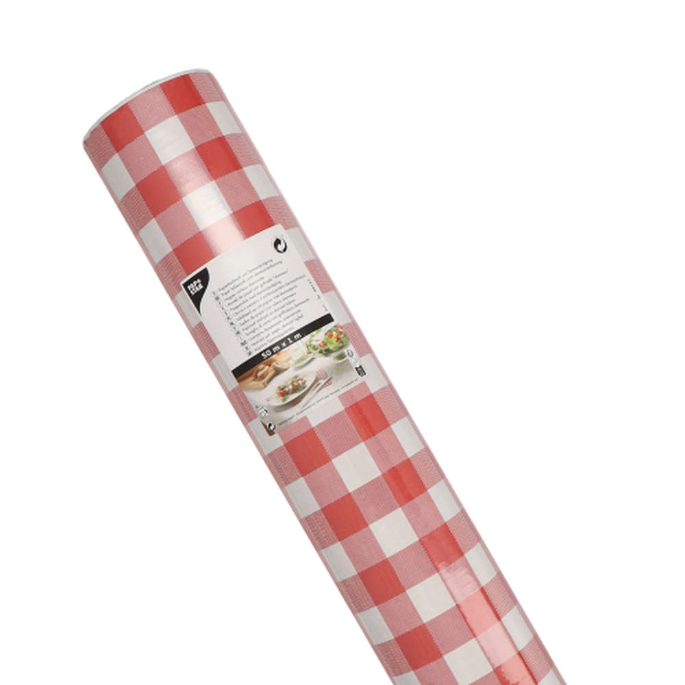 Papstar Papiertischtuch mit Damastprägung 50 m x 1 m rot "Vichy Karo"
