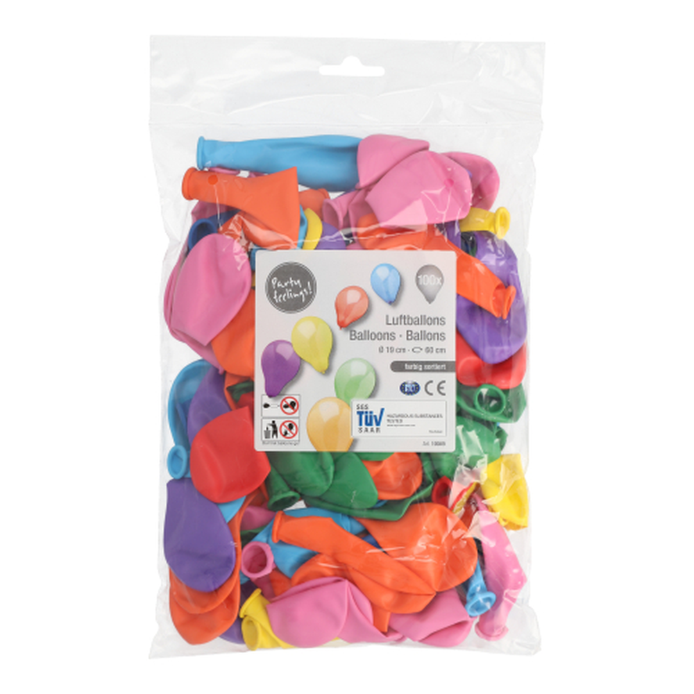 Papstar Luftballons rund Ø 19 cm farbig sortiert