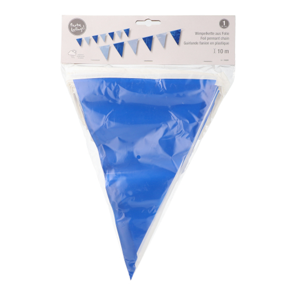 Papstar Wimpelkette, Folie 10 m blau/weiss wetterfest