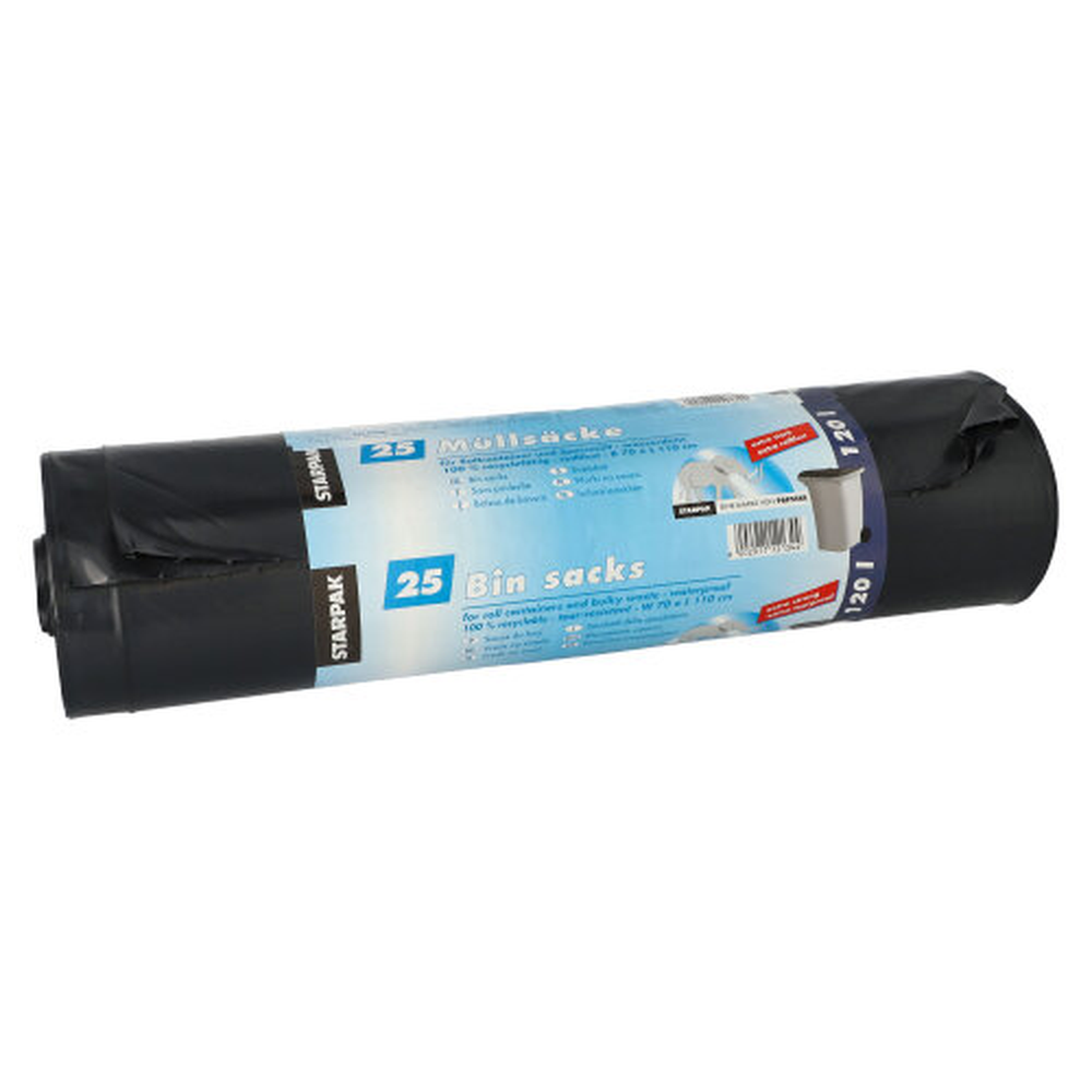 PAPSTAR Müllsäcke, LDPE 120 l 110 cm x 70 cm schwarz extra stark und extra re