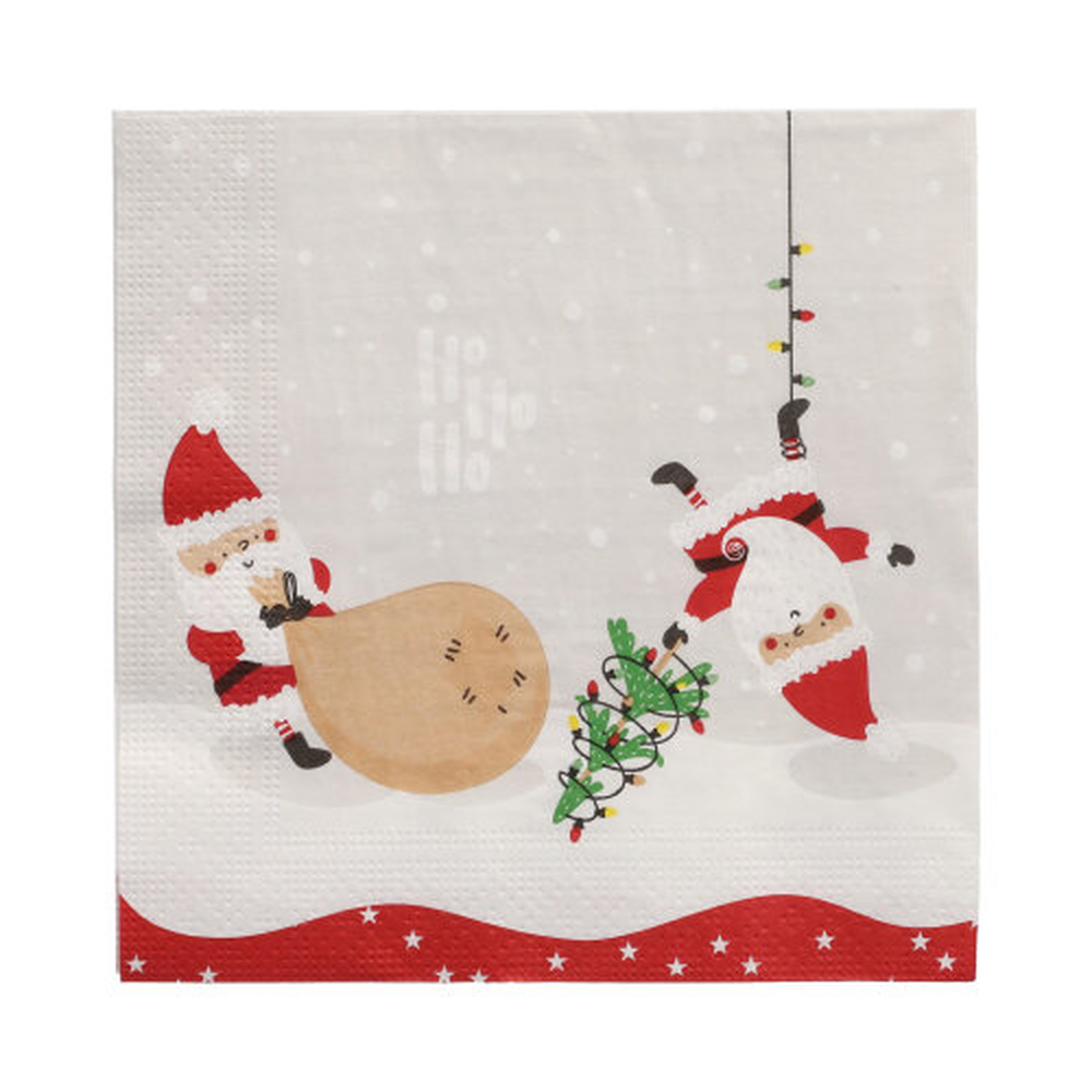 Papstar Servietten, 3-lagig 1/4-Falz 33 cm x 33 cm "Lutins de Noel"