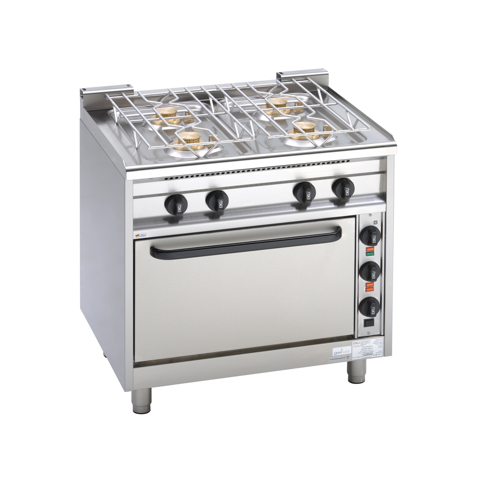 EKU Gasherd EMAXXBURNER 4 Kochstellen Elektro-Backofen