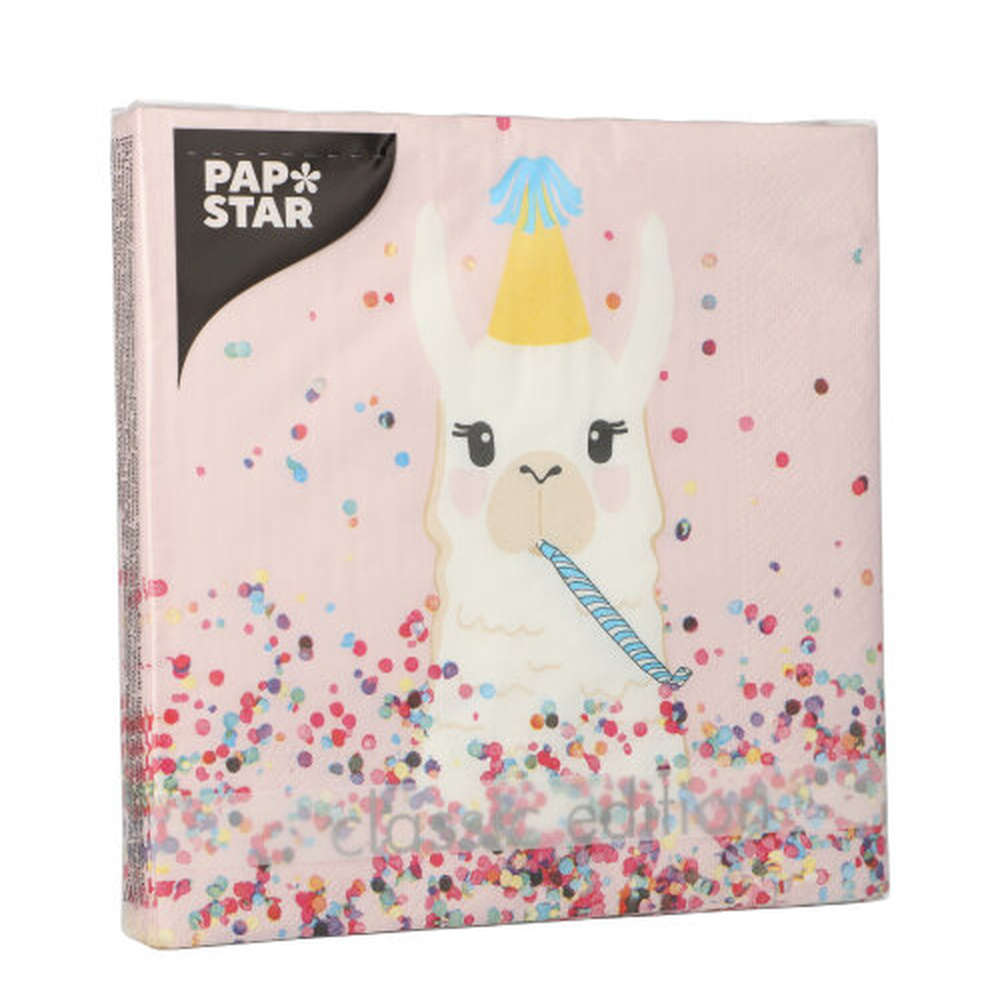 Papstar Servietten, 3-lagig 1/4-Falz 33 cm x 33 cm "Llama Party"