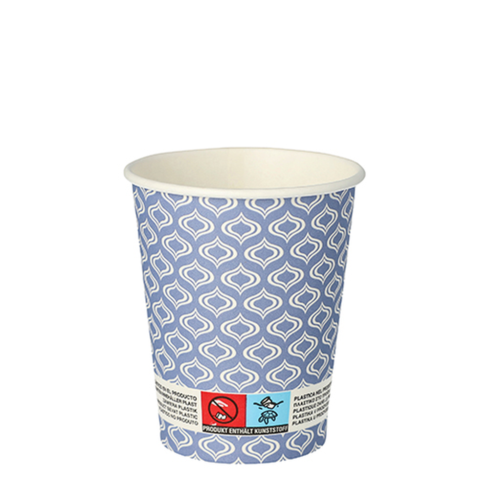 Papstar Trinkbecher, Pappe "To Go" 0,2 l Ø 8 cm · 9,1 cm "Blå droppen"