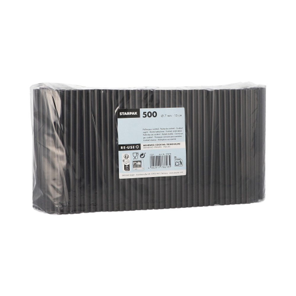Papstar Mehrweg-Cocktail Trinkhalme PP Ø 7 mm · 15 cm schwarz