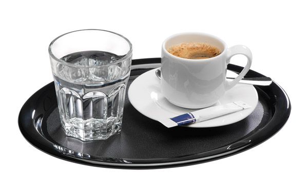 APS Serviertablett -KAFFEEHAUS- 26 x 20 cm, H: 1,5 cm , Melamin, schwarz