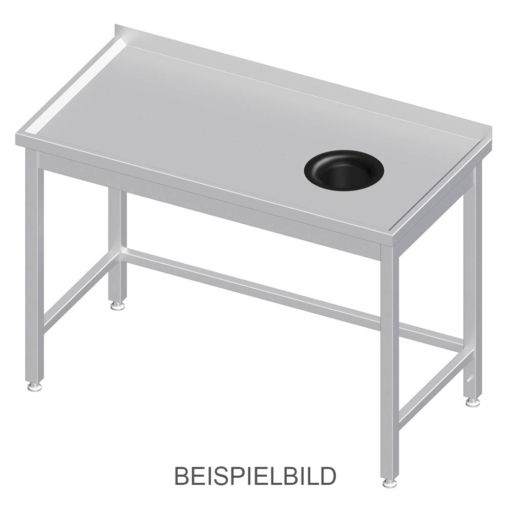 Stalgast Arbeitstisch ohne Grundboden, 1400x700x850 mm, mit Abfallloch rechts, o