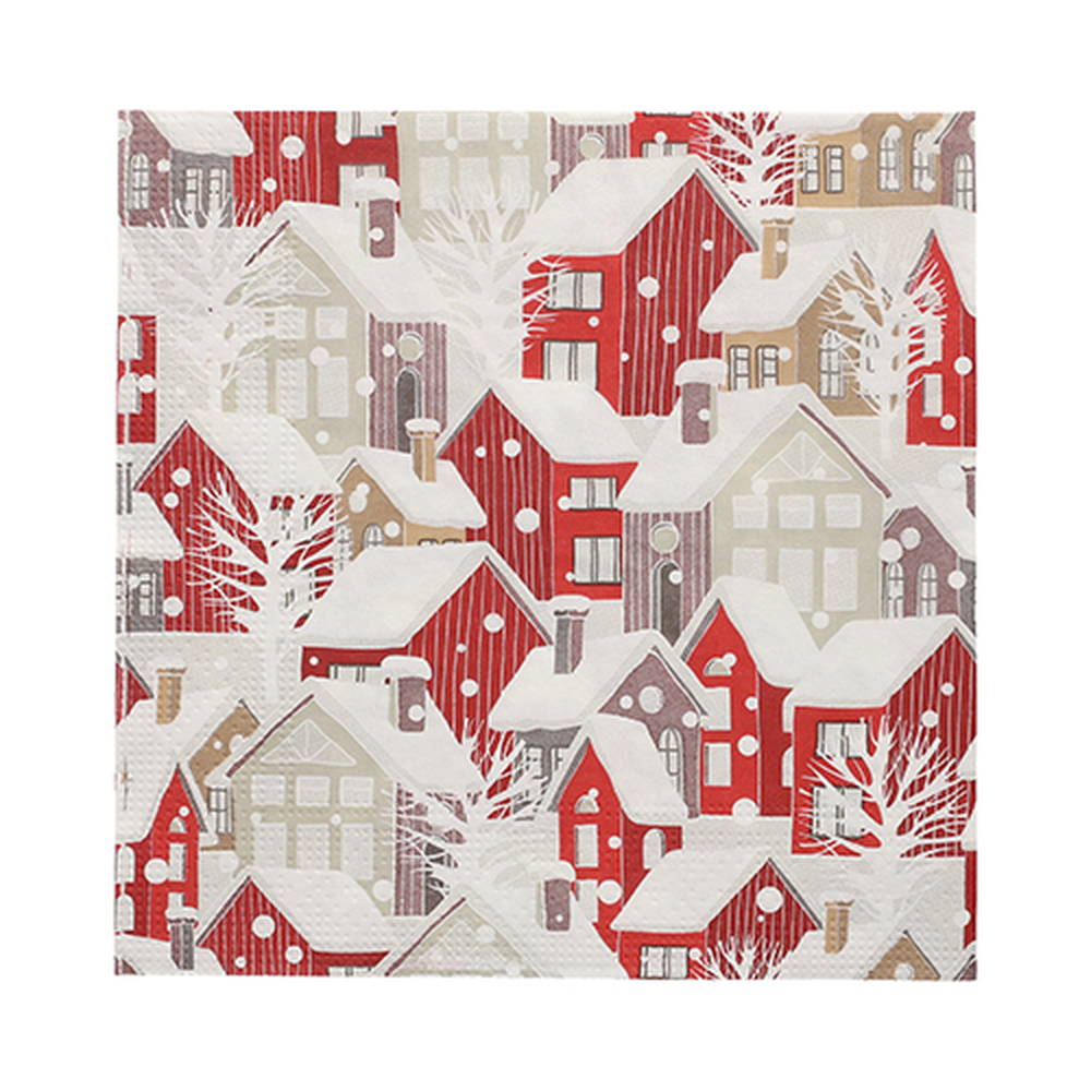 Papstar Servietten, 3-lagig 1/4-Falz 33 cm x 33 cm "Village"