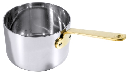 Contacto Stielkasserolle 9 cm, tief Edelstahl mit Messinggriff