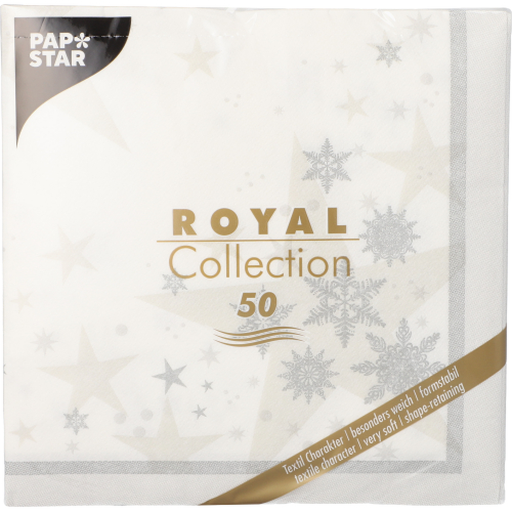 PAPSTAR Servietten ROYAL Collection 1/4-Falz 40 cm x 40 cm weiss Stars an